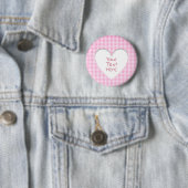 Pink Gingham Heart Button (Beispiel)
