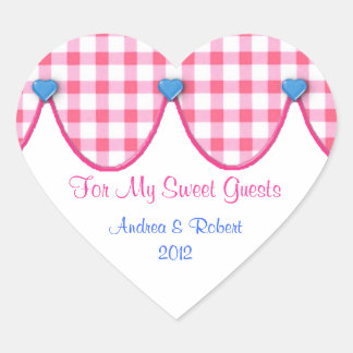 Pink Gingham Heart Candy Buffet Gefallen Sticker