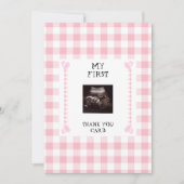 Pink Gingham Heart Funny Baby Danke (Vorderseite)