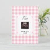 Pink Gingham Heart Funny Baby Danke (Stehend Vorderseite)