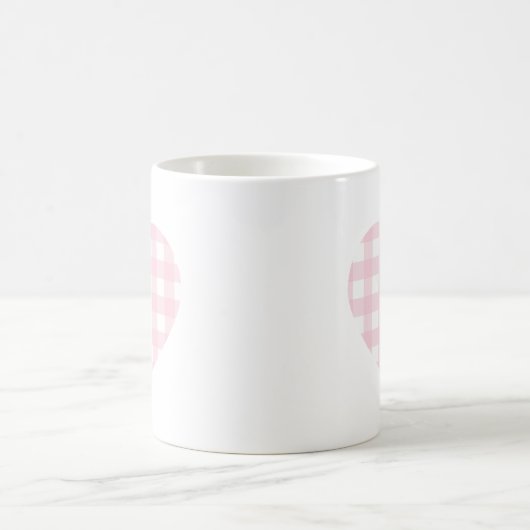 Pink Gingham Heart Kaffeetasse (Mittel)