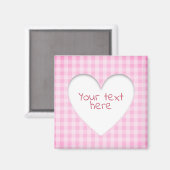 Pink Gingham Heart Magnet (Vorderseite/Rückseite)