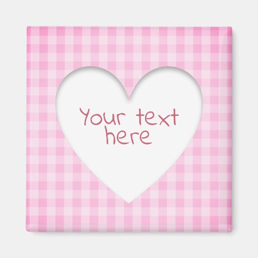 Pink Gingham Heart Magnet (Vorne)