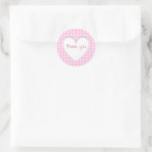 Pink Gingham Heart Runder Aufkleber (Tasche)
