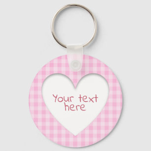 Pink Gingham Heart Schlüsselanhänger