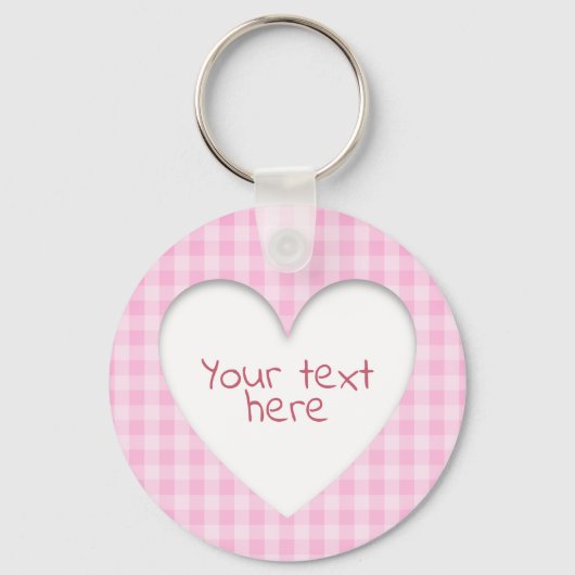 Pink Gingham Heart Schlüsselanhänger (Vorderseite)