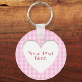 Pink Gingham Heart Schlüsselanhänger (Vorderseite)