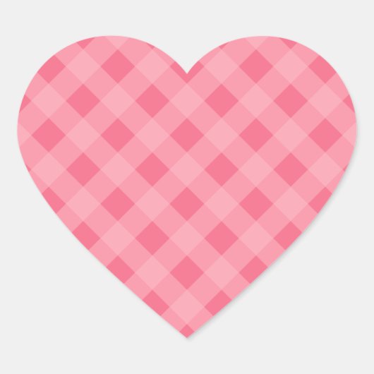 Pink Gingham Heart Stickers (Vorderseite)