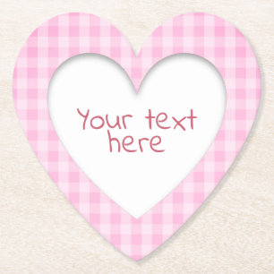 Pink Gingham Heart Untersetzer