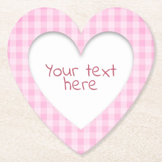Pink Gingham Heart Untersetzer (Vorderseite)