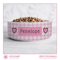 Pink Gingham Hearts Personalisiert Pet
