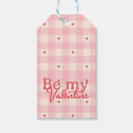 Pink Gingham Hearts Valentine  Geschenkanhänger