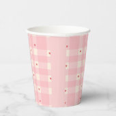 Pink Gingham Hearts Valentine  Pappbecher (Rechts)