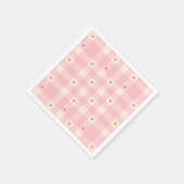 Pink Gingham Hearts Valentine Serviette (Ecke)