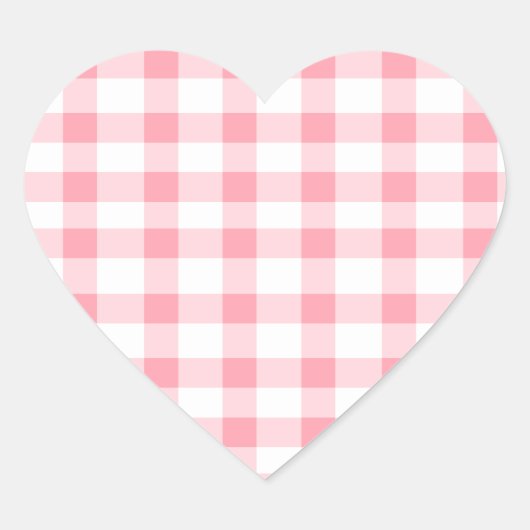 Pink Gingham Herz-Aufkleber (Vorderseite)