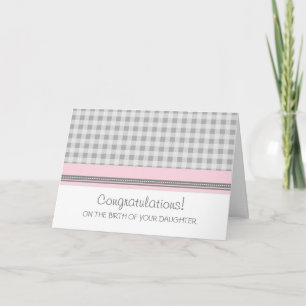 Pink Gingham Herzlichen Glückwunsch New Baby Girl Karte