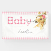 Pink Gingham Horse Baby Showbanner Banner (Horizontal)