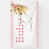 Pink Gingham Horse Baby Showbanner Banner (Vertikal)
