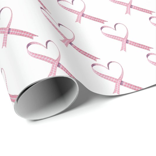 Pink Gingham hört auf Weiß Geschenkpapier (Rolleneckpunkt)