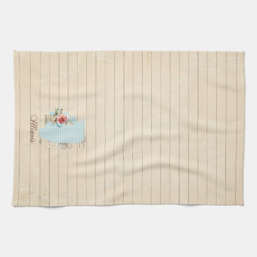 Pink Gingham Illinois Staat Pattern Küchentuch (Horizontal)