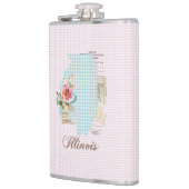 Pink Gingham Illinois Staat Vinyl Wrapped Flask Flachmann (Links)
