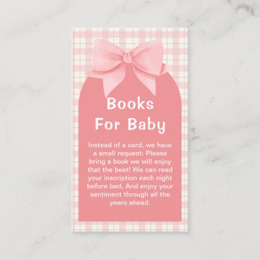 Pink Gingham Kariert Arch Books für Babydusche Begleitkarte (Vorderseite)