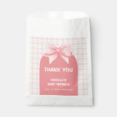 Pink Gingham Kariert Arch Bow Baby Dusche Vielen D Geschenktütchen (Vorderseite)