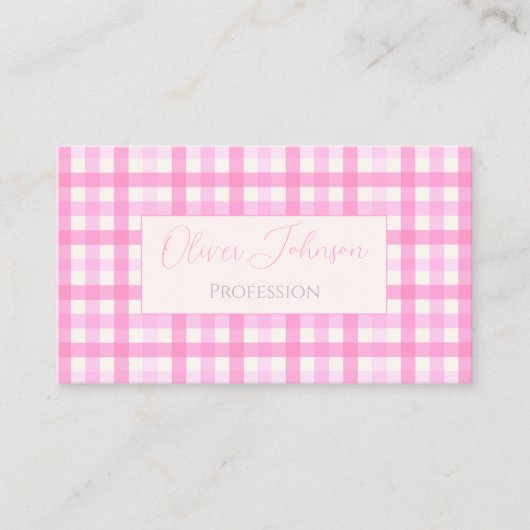 Pink Gingham Kariert Checkered Pattern Visitenkarte (Vorderseite)