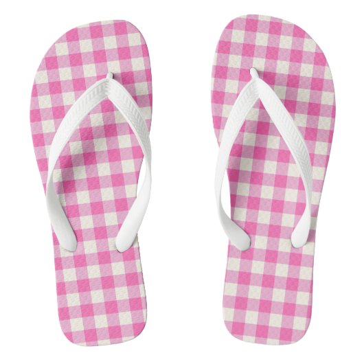 Pink Gingham Kariert Cotattcore Badesandalen (Fußbett)