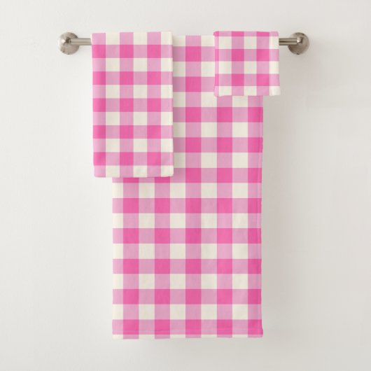 Pink Gingham Kariert Cotattcore Badhandtuch Set (Insitu)