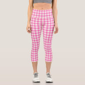 Pink Gingham Kariert Cotattcore Capri Leggings (Vorderseite)