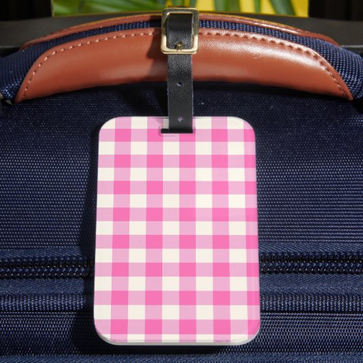 Pink Gingham Kariert Cotattcore Gepäckanhänger (Vorderseite Insitu 2)