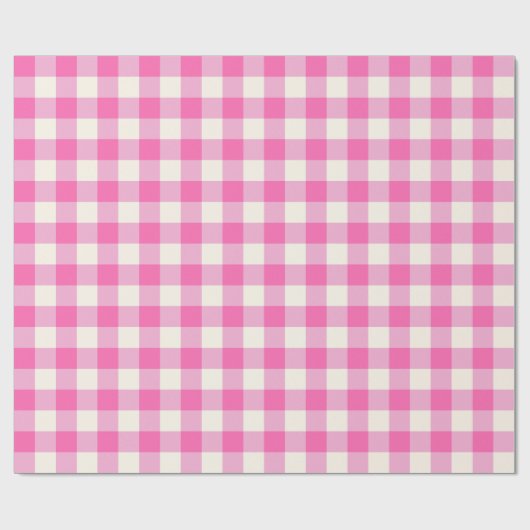 Pink Gingham Kariert Cotattcore Geschenkpapier (Flach)