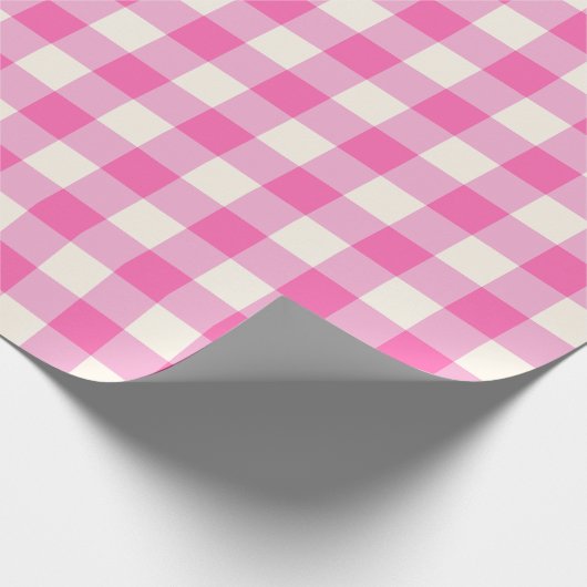Pink Gingham Kariert Cotattcore Geschenkpapier (Ecke)