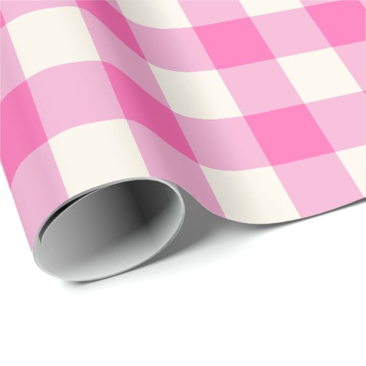 Pink Gingham Kariert Cotattcore Geschenkpapier (Rolleneckpunkt)