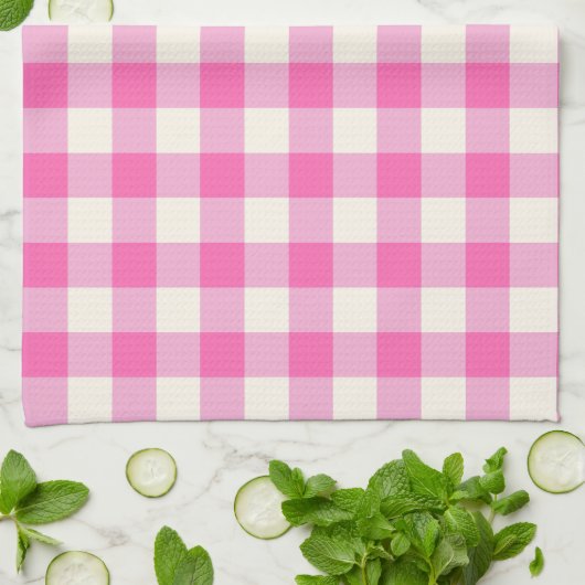 Pink Gingham Kariert Cotattcore Geschirrtuch (Gefaltet)