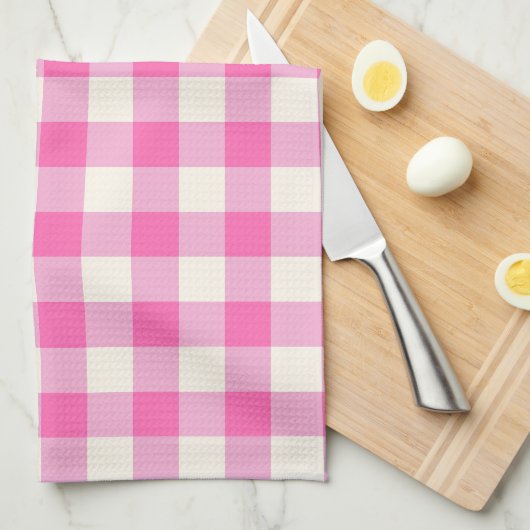 Pink Gingham Kariert Cotattcore Geschirrtuch (Viertel Falte)