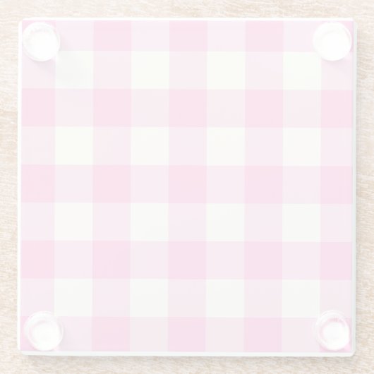 Pink Gingham Kariert Cotattcore Glasuntersetzer (Rückseite)