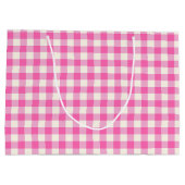 Pink Gingham Kariert Cotattcore Große Geschenktüte (Rückseite)