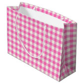 Pink Gingham Kariert Cotattcore Große Geschenktüte (Rückseite Schrägansicht)