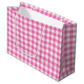 Pink Gingham Kariert Cotattcore Große Geschenktüte (Vorderseite Schrägansicht)