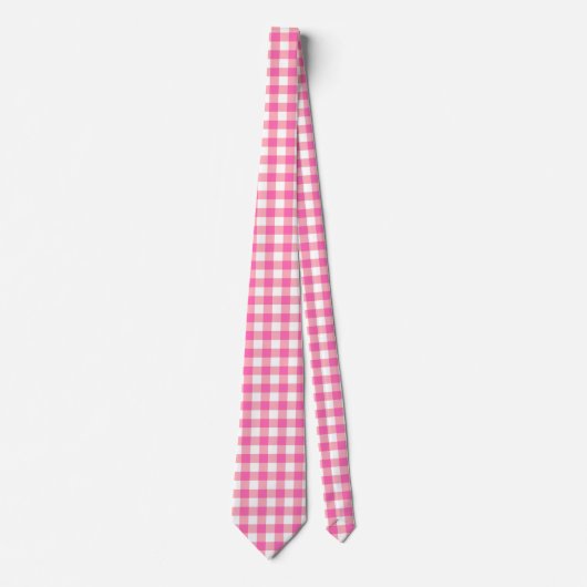Pink Gingham Kariert Cotattcore Krawatte (Vorderseite)