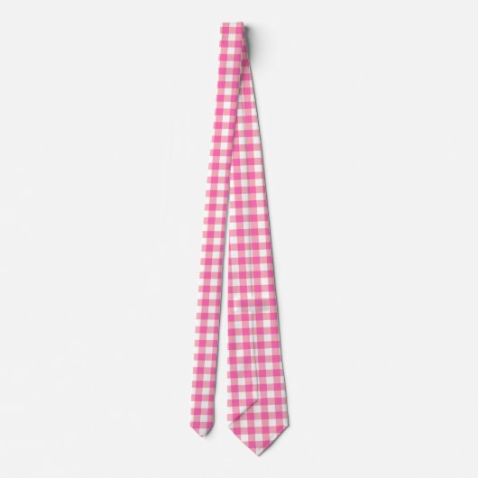 Pink Gingham Kariert Cotattcore Krawatte (Rückseite)