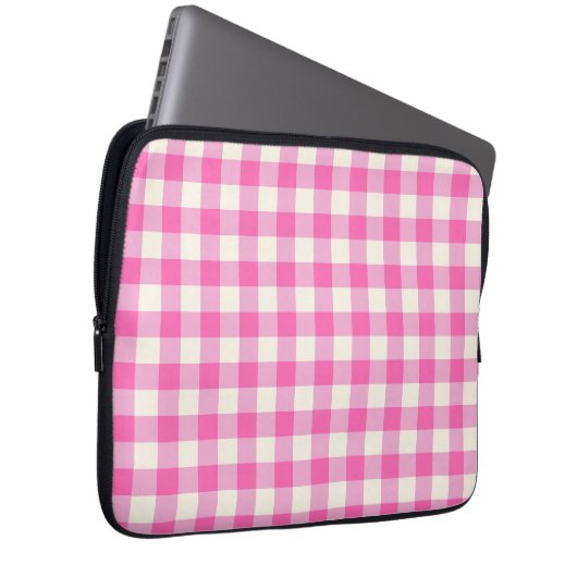 Pink Gingham Kariert Cotattcore Laptopschutzhülle (Vorne Rechts)