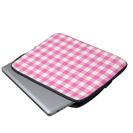 Pink Gingham Kariert Cotattcore Laptopschutzhülle (Vorne Knopf)