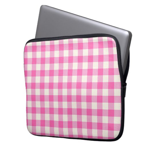 Pink Gingham Kariert Cotattcore Laptopschutzhülle (Vorderseite Links)