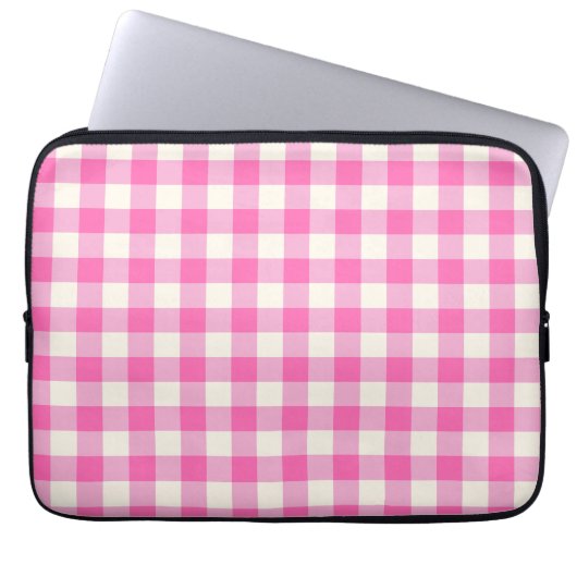 Pink Gingham Kariert Cotattcore Laptopschutzhülle (Vorderseite)