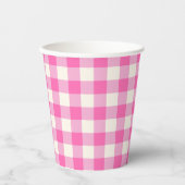 Pink Gingham Kariert Cotattcore Pappbecher (Vorderseite)