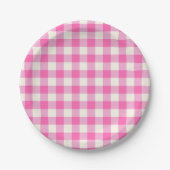 Pink Gingham Kariert Cotattcore Pappteller (Vorderseite)