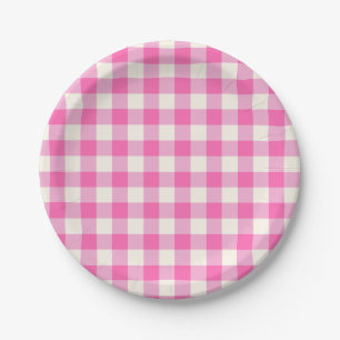Pink Gingham Kariert Cotattcore Pappteller